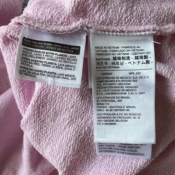 Levi’s: Logo Semi Crop Baby Pink Sweatshirt: Size Small - Picture 6 of 7